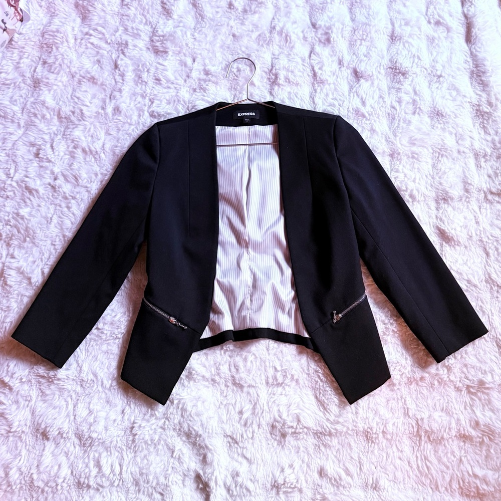 Express Black Women's Blazer with Zipper Accents